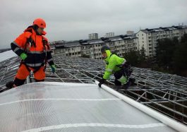 Temporary roof installation, Sweden